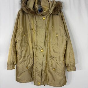 Atlantic Beach Gold Parka with Faux Fur Trim